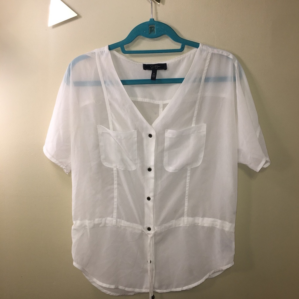 See-through white blouse